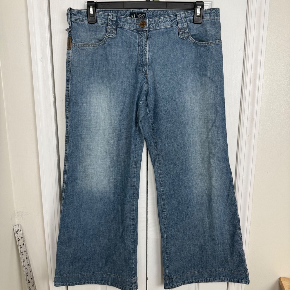 AJ Armani Jeans‎ Wide Leg Denim Jeans Y2K Vintage Blue Relaxed Fit 32x27
